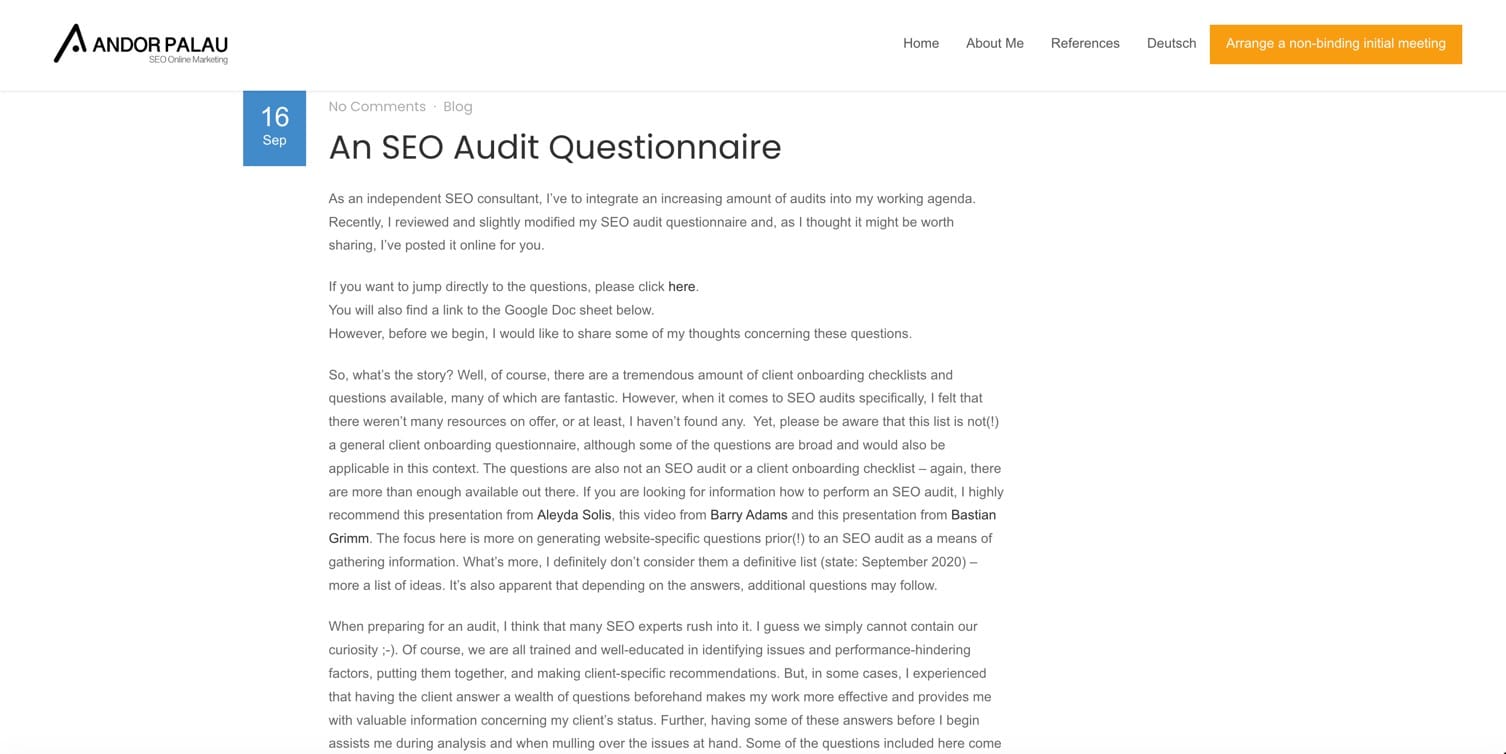 SEO Audit Questionnaire